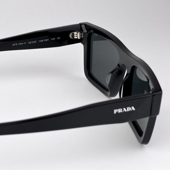 Prada PR19WSF Rectangle Sunglasses – Black Frame Grey Lenses | Model 1AB5S0 - Picture 8 of 9